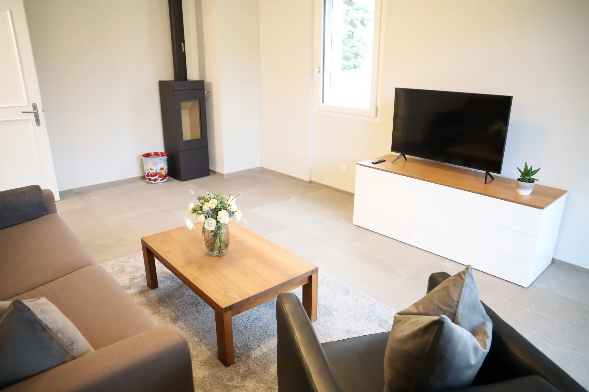 Maggia Wohnzimmer mit Cheminée und TV-Bereich